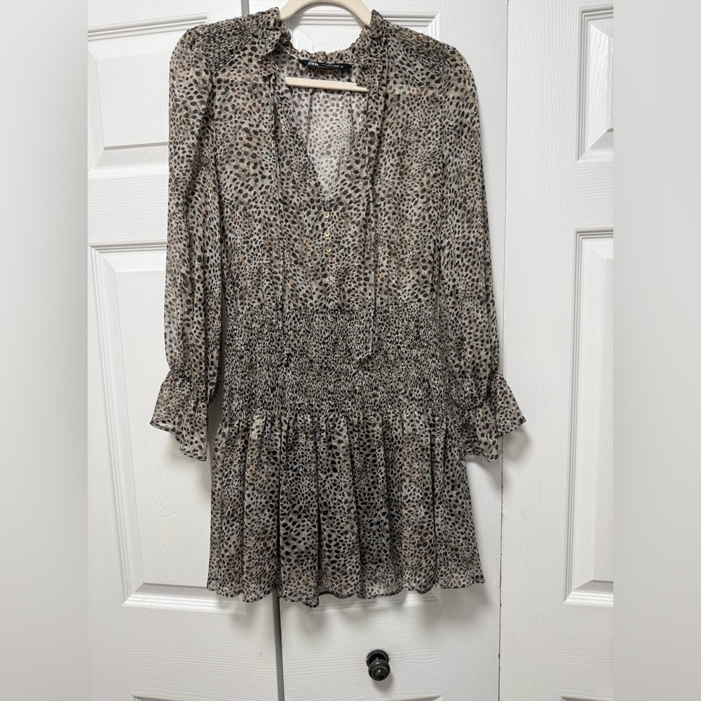 Zara Animal Print Ruffle Dress
